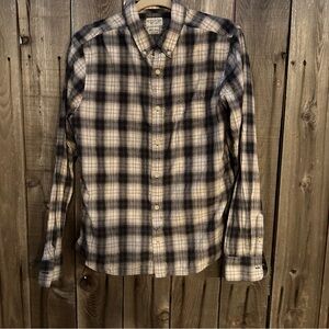 AllSaints Woodburn Mens Long Sleeve Plaid Shirt Japan Made Fabric Size M